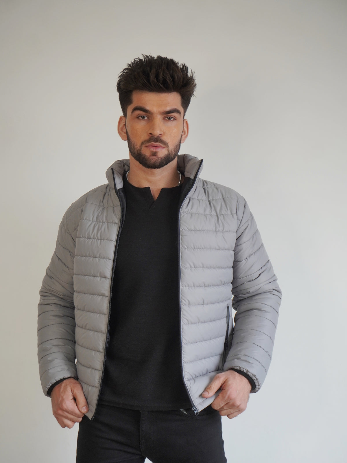 Men’s Luxe Grey Puffer Jacket